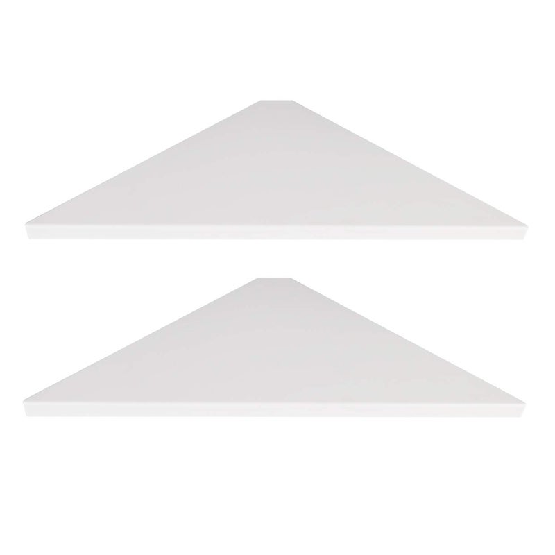 evron Corner Mounting Shelf Set of 2 â€“ Easy to Install Floating Wall Shelves with Wood Grain Finish, Durable and Waterproof ABS Plastic for Kitchen, Bathroom, Living Room Home DÃ©cor - Image 1